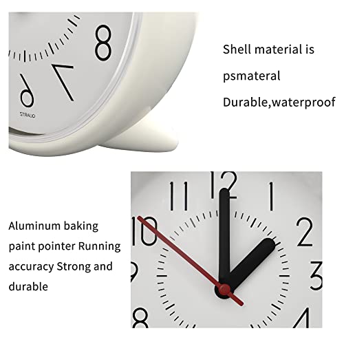 Jibang Bathroom Wall Clock, Waterproof Suction Cup Silent Non Ticking Clocks With Stand For Desk Bedroom Home Office School (4 Inch, White) #TOP3