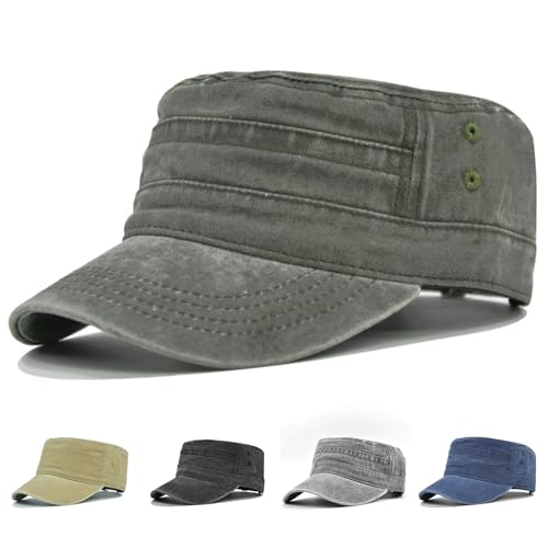 Fuantuda Gorra Militar para Hombre y Mujer, Gorra Unisex de Tamaño Ajustable, Gorras Militar Vieja Lavada, para Running, Senderismo, Protege del Sol y la Lluvia