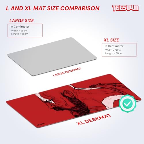 Image of Stitched Gaming Extended Mousepad (12x31) - Spartan Warrior Red Design Deskmat for Laptop, Desktop, PC (Stitched Edges, XL)