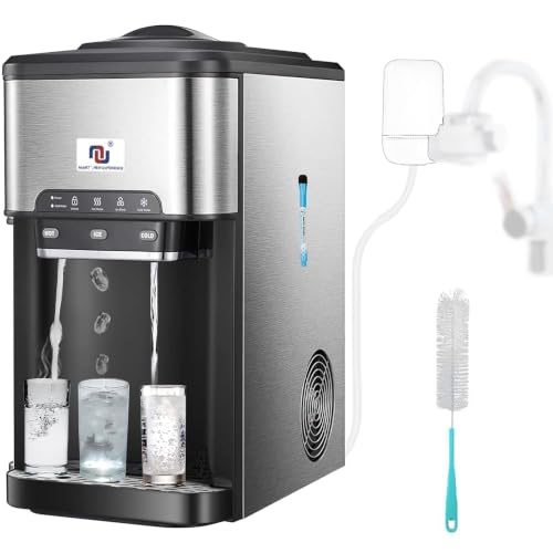 3-in-1 Hot/Cold Water Dispenser Ice Maker Make Ice 44lb Daily 4lb Storage