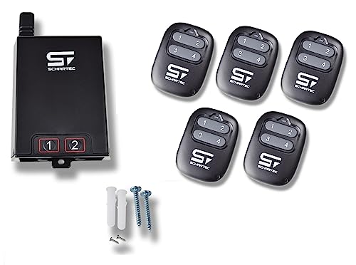 SCHARTEC® Receptor inalámbrico universal de 230 V, con mando a distancia, 5 unidades, 433 MHz, juego de 5 unidades con transmisor manual