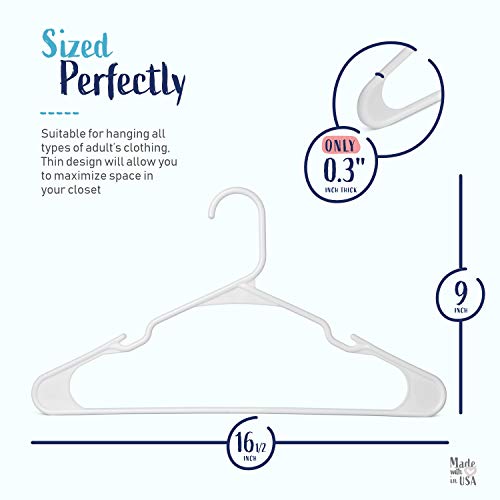 USA Made 24-Pack White Plastic Hangers - Standard-Size Clothes Hangers with Notches - Slim and Durable Hangers for Clothing and Accessories - Closet Organization Essentials for Home, Apartment, Dorm. - Thumbnail 5