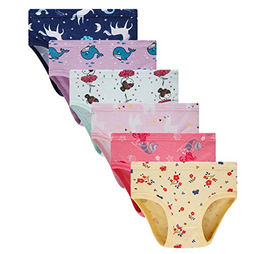 Finihen Girls'6-Pack Soft Cotton Underwear Bring Cool, Breathable Comfort Experience Panties 2/3T White/Blue