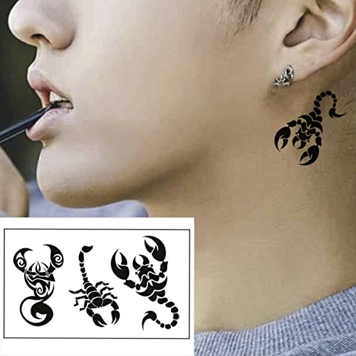 Nirbffo Black Temporary Tattoos Moon Stars Eyes Hexagram Geometry Wolf Cross Words Lines for Men and Women Small tattoo - Image 3
