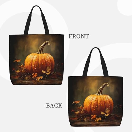Fall Pumpkin Print Tote Bag Large Women Casual Shoulder Bag Handbag For Outdoors Holiday Weekender Travel Gifts3