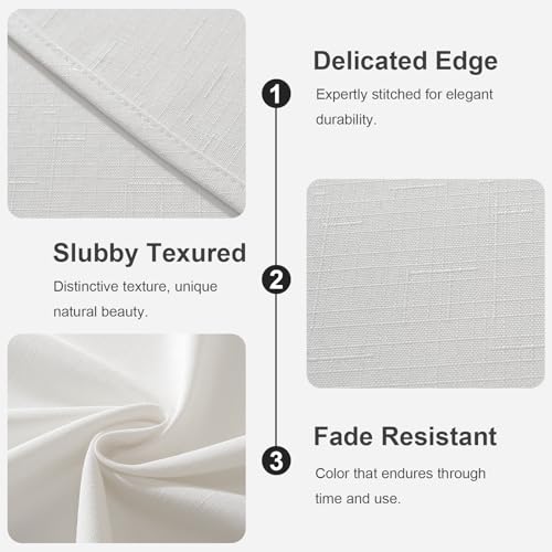 Image of Laolitou Round Tablecloth (Fits 30-48 inch Table) Linen Waterproof Textured White Table Cloth, Washable Wrinkle Free Spill Proof Fabric Tablecloths for Dining Table Farmhouse Kitchen, 60x60 Inch