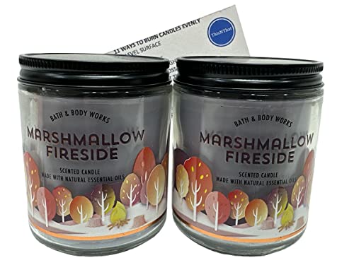 Bath & Body Works Single Wick Candles Bundle: (2) Marshmallow Fireside & Thisnthat Tip Card #TOP20