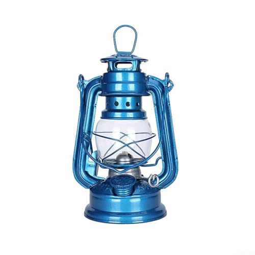 Lampade al cherosene in stile rétro, lampada a olio vintage con manico, lampada da tavolo in olio per casa, giardino, campeggio Citronella (Blu chiaro-25CM)