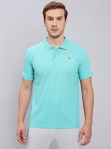 Image of TECHNOSPORT Men's Polyester Slim Fit Self-Design Short Sleeve Polo Matpiq T-Shirt with Anti Microbial, Techno Dry for Regular and Casual Use
