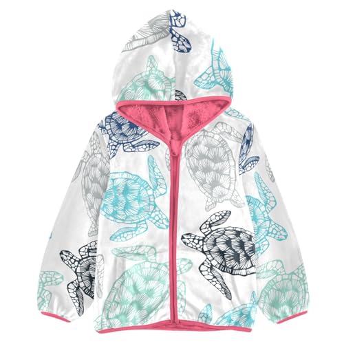 OTVEE Ocean Blue Sea Turtles Kids Hoodie Jacket Fall Spring Full Zip Warm Outwear Coat