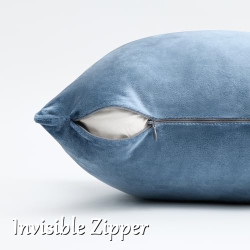 Image of GIGIZAZA Decorative Couch Throw Pillow Covers,Grey Blue Square Pillow Cushion Covers 22x22,Pillow Cases Velvet Pillow Covers