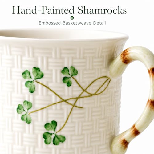 Taza de café irlandesa Belleek Classic 11 oz blanca miniatura 2