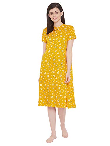Image of Clovia Women's Rayon Floral Printed Midi Nighty