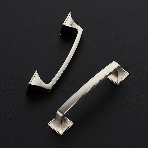 Image of Ravinte Brushed Nickel Cabinet Handles Arch Pulls 3-3 /4 Inch 30 Pack | Square Foot Arch Pulls, Solid Zinc Alloy, Easy Install, Modern Design, Screws Provided, for Drawers & Cupboards