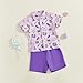 Karuedoo Toddler Baby Boy Mardi Gras Outfit Button Down Short Sleeve Bowtie Shirt Top Shorts Set Gentleman Outfits Suit (C-Purple, 4-5T)
