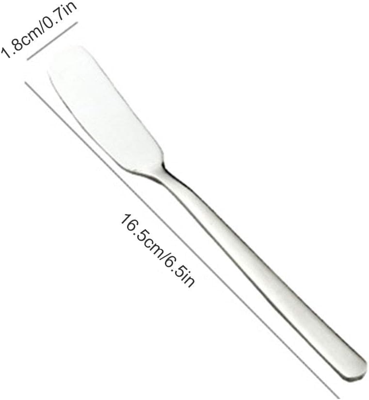 VINGVO 304 Stainless Steel Butter Knife, 18/10 Mirror Polished Cheese Spreader, Dessert Jam Tool with Smooth Edge, Ideal for Cream, Honey, Peanut Butter & Wedding (Silver)