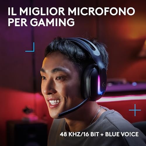 G522 LIGHTSPEED cuffia con microfono gaming wireless, LIGHTSYNC RGB, microfono e audio sincronizzato avanzato, connettività tripla con LIGHTSPEED, Bluetooth, da USB-A a USB-C per PC - Nero - Cuffia gaming - Immagine 2
