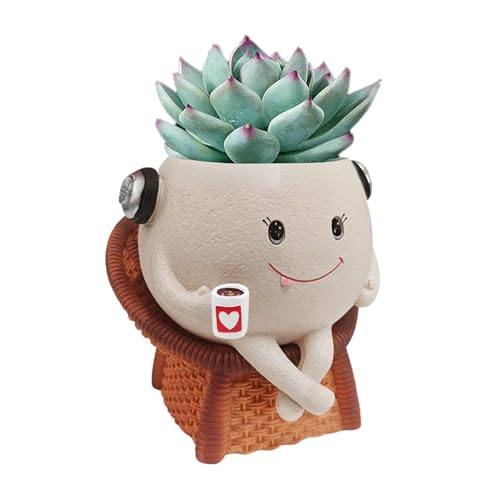 Whnbuij Maceta suculenta - Divertida maceta sentada | Macetas de resina Decoración de mesa moderna para cactus, bonsái, oficina, escritorio, terraza, balcón, alféizar de ventana