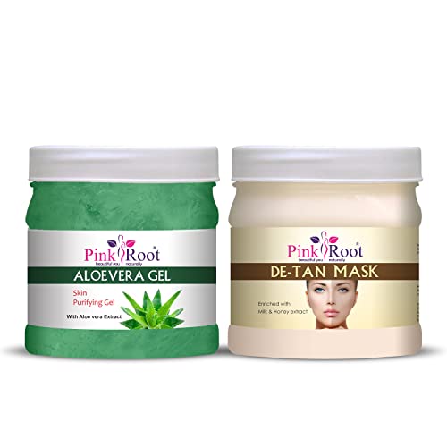 Image of Pink Root Aloe Vera Gel 500gm with De-Tan Mask 500gm