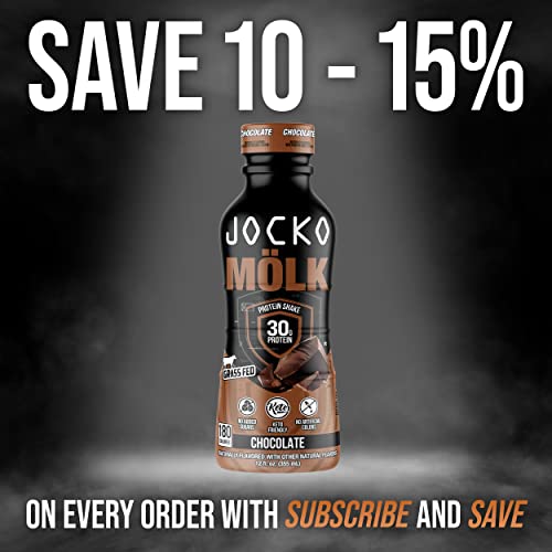 Jocko Mölk Chocolate Protein Shakes – Naturally Flavored Protein Drinks, Keto Friendly, No Added Sugar, 30G Grass Fed Protein - Protein Shakes Ready To Drink, 12 Fl Oz, 12Pk #TOP3