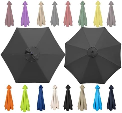 Garden Parasol Canopy Cover, 200/230/250/270/300/350cm +6 Arms/8 Arms, Suitable For Courtyard, Terrace, Swimming Pool,Grey,6 Ribs-270cm/8.8ft