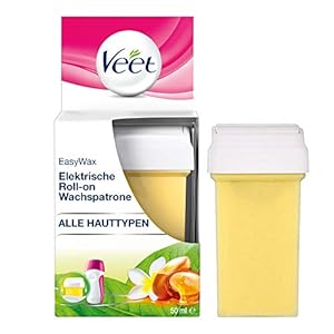Veet EasyWax Nachfüll-Patrone für elektrisches Roll-on Warmwachsgerät – Warmwachs Wachspatrone für alle Hauttypen, 1 x 50 ml