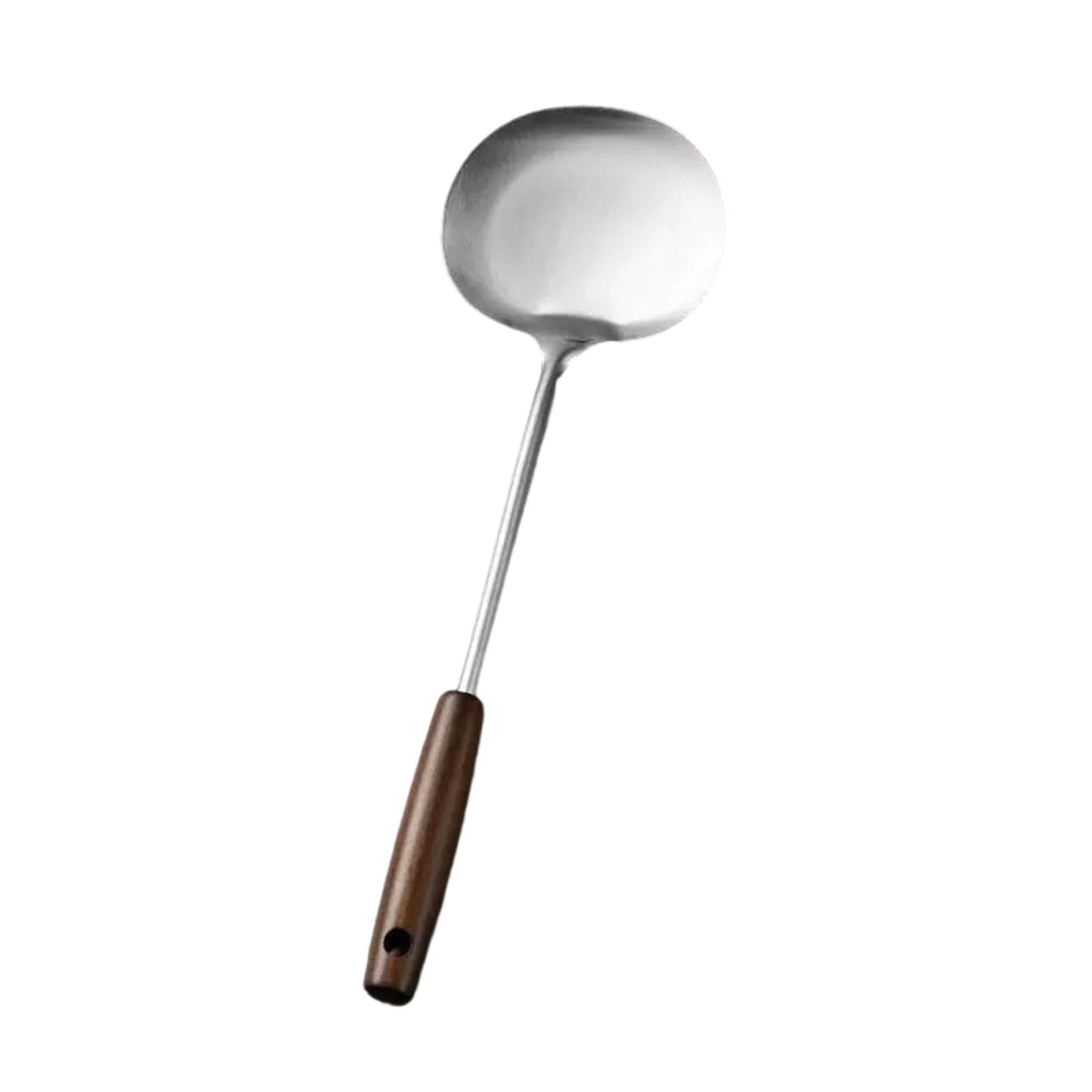 Rustproof Seamless Construction Stainless Steel Spatula Shovel for Cooking Wood Handle Easy Clean Kitchen Tool Kitchen Utensil Ergonomic Handle Spatula
