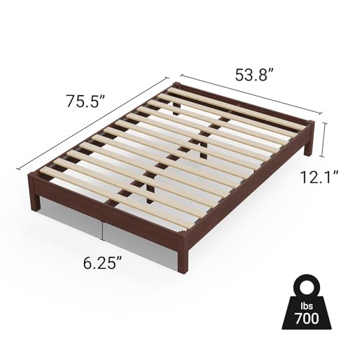 Image of LIFEMENT Full Bed Frame Signature Wood Platform, Noise Free, Under Bed Storage, No Box Spring Needed, Easy Assembly, Walnut