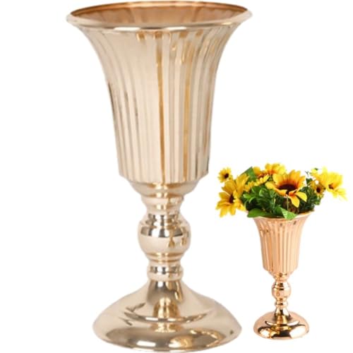 Vase en métal doré petits pots d'arrangement de fleurs vintage