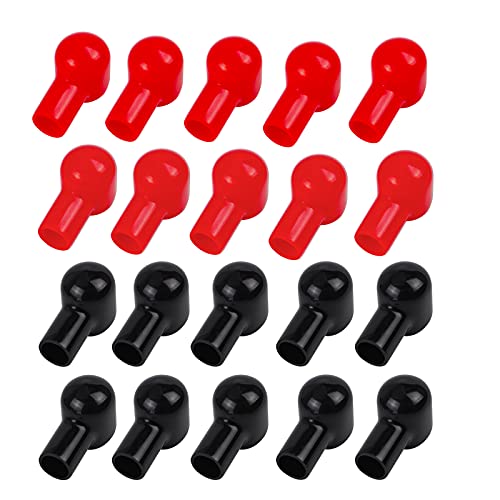 Battery Terminal Boots Insulating Covers 20 Pack (10 Red/10 Black), Protector Cable Lug Caps Replacement Tools for Auto Marine Commercial and Power Sports, Insulating Rubber Covers Skins Tool Parts