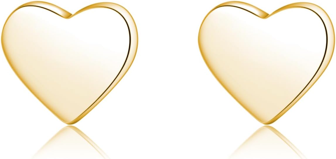Reffeer Solid 925 Sterling Silver Small Heart Stud Earrings for Women Teen Girls Love Heart Earrings Post Stud Earrings Hypoallergenic