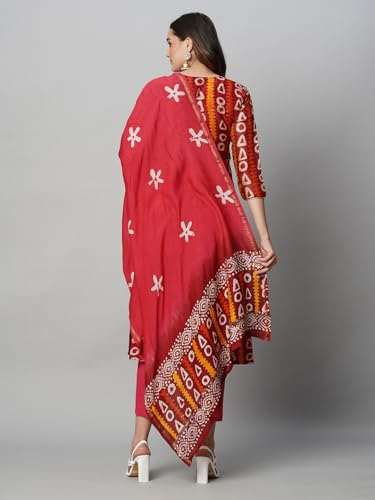 Image of ANNI DESIGNER Women Cotton Blend Kurta with Pant & Dupatta