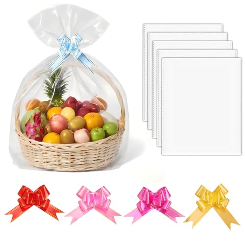 Vuemhjaey 5 stück transparente geschenkfolie 75x100cm mit...