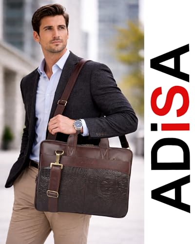 Image of ADISA Laptop Messenger Office Bag Briefcase for Work for Men (LB6056-BRO)