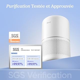 LEVOIT Purificateur d'Air Masion avec HEPA Filtre, CADR 187m³/h, 360° Purifier, 24dB Mode Veille, 100% Sans Ozone, avec 3 Vitesses, Minuterie, Capturer la Fumée Pollen Poussière Core 300