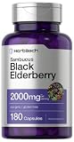Black Elderberry | 2000mg Capsules | 180 Count | Non-GMO, Gluten Free | Sambucus Extract Supplement