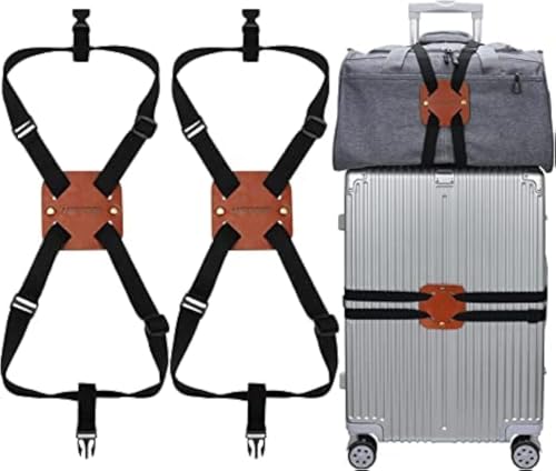 Image of Luggage Straps, Lapinchen Bag Bungee, Luggage Bungee, Luggage Straps Suitcase Adjustable Belt, Adjustable and Portable Travel Suitcase Accessory (2Pack Brown)