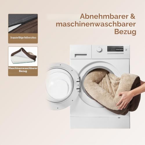 EHEYCIGA Orthopädisches Hundebett mit 4 Rändern, 104x68cm, Braun – Ansicht 6