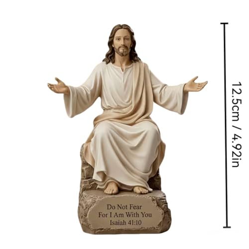 5in Resin Sitting Jesus Statue & "I Am with You" Sign Christmas Decorations - image 2