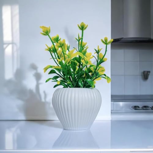 Flora Planet Fake Plants 4 Packs Artificial Plants Small Faux Plants Black Bathroom Accessories for Halloween Bathroom Home Kitchen Coffee Table Office Desk Decor Indoor 6 cm X 15 cm