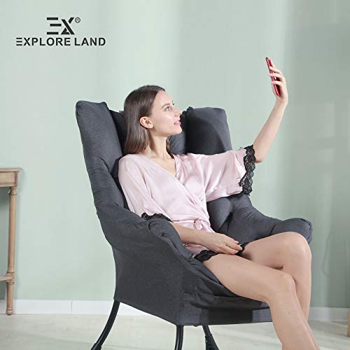 Explore Land Living Room Single High Back Lazy Chair Modern Upholstered Accent Chair (Cool Grey) #TOP5