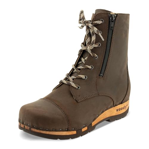 Bottine Woody Femme Herta en cuir café de taille 36 pour un confort quotidien durable