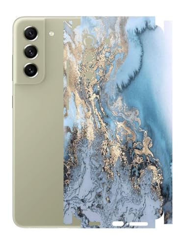 Image of AtOdds - Full Body Back Screen Guard Protector Film - Lamination Wrap Skin Sticker Compatible with Samsung Galaxy S21 FE | Scratchproof Matte Finish (Design - Blue Marble)