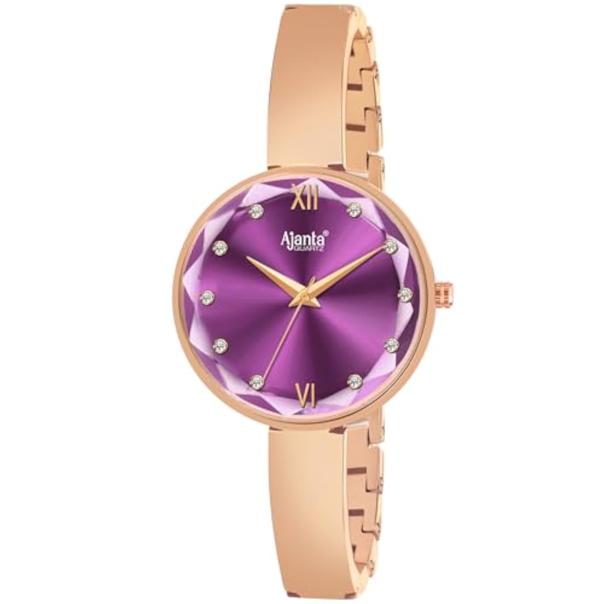 Women's Stylish Rose Gold Analog Watch with Diamond Bracelet