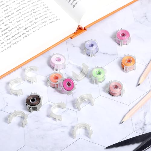 Image of Sewing Bobbin Clips, 50 Pcs Clear Bobbin Holder Plastic Sewing Tool Clip Accessory Thread Clamps Clips Holder Tool Spools Organizers for DIY Craft Embroidery