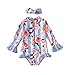 GOUWUCHE Baby Mädchen Rüschen Einteiliger Badebekleidung Langarm Badeanzug Blumenmuster Bademode Sommer Strand Anzug für Kleinkinder Badebekleidung Beachwear Badeanzug mit Haarband, gris, 12 mois