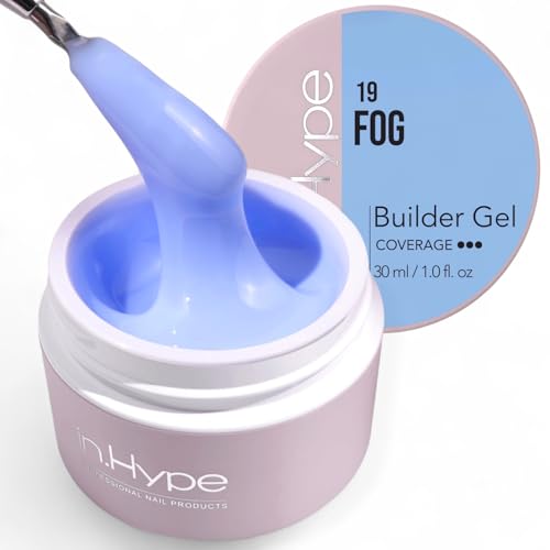 IN.HYPE UV/LED Professional Hard/Builder Gel for Nail Extension/Strengthening/Overlays File Off Blue Fog #19