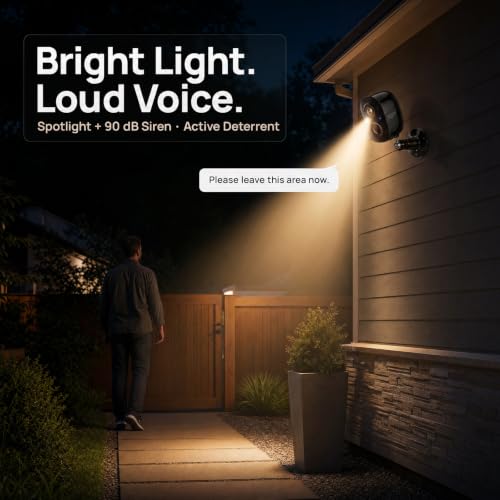 Image of Dzees Security Camera Outdoor Wireless - Upgrade 2K 3MP Battery Powered WiFi Outdoor Camera Wireless, Spotlight, Siren, AI Dectection, Color Night Vision, IP66 Waterproof Cloud /SD-Black