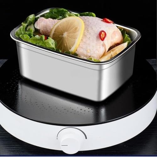 Image of CHONGZFU Fridge Storage Box 1500 ML 316 Stainless Steel Food Storage Containers | Food Grade, Leakproof Kitchen Organizer | Freshness Locking, Microwavable & Freezer Safe, Silver With Lid 3 Pcs