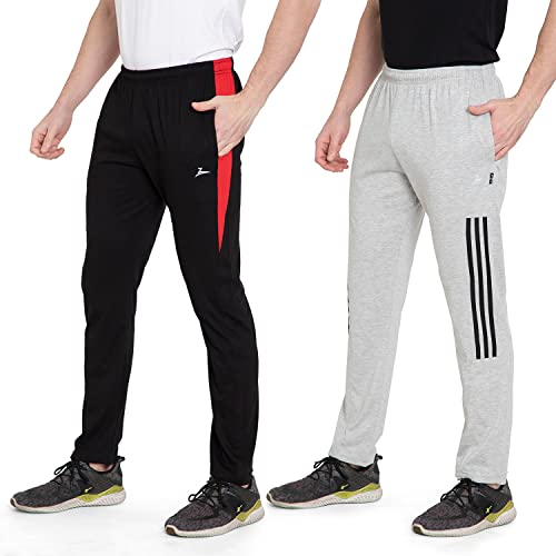 Image of Zeffit Solid Cotton Track Pants /Lower Sport Wear for Men & Boys | Stylish Regular Fit Track Pants for Gym /Running /Workout /Jogging /Sports (Pack of 2)